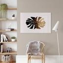 Tableau sur verre Kubistika - Monstera noir et or 