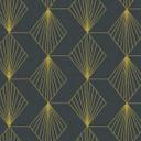 Geometrisk Art Deco tapet sort guld - moderne tapet med mønster - Ikke-vævet tapet