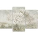 3 stykke lærredstryk, et blomstrende træ på engen
