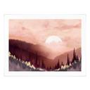 Póster de una puesta de sol rosa sobre el bosque - SpaceFrog Designs