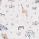 Safari tapet dyr beige farverig - Ikke-vævet tapet med giraf, zebra & elefant