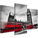 3 stykke lærredstryk, rød London Bus