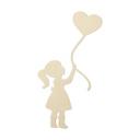 Decoración en madera niña con globo corazón - chopo