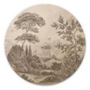 Houten Wanddecoratie met tuinlandschap in beige - Ms Tiff - Rond