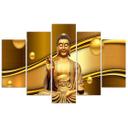Lærredstryk 5 styk, Buddha Golden Feng Shui