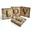 Træbogstaver - Scrabble - Love - Vintage