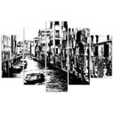 5 stykke lærredstryk Venedig Italien Sort & hvid