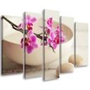 5 stykke lærredsprint, Orchid Bowl Flowers Beige