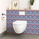 Azulejos Adhesivos Corona de flores oriental - Azul - Lote de 12