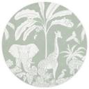 Jungledyr i tropisk grøn - Kikki Belle - Rundt fototapet - vliesetapet/selvklæbende non-woven tapet