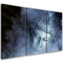 3 stykke lærredsprint, Buddha Zen Fog Blue
