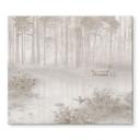 Afdekplaat voor fornuis Forest by the lake in mist in beige - Ms Tiff