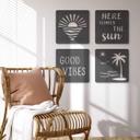 decoración 3D MDF sol, playa y palmeras (set de 4)