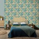 Blomstertapet, blomstertapet, Erismann Martinique turkis non-woven tapet