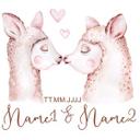 Sticker mural Kvilis - Couple de lamas + Texte à personnaliser