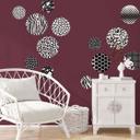 Sticker mural Cercles avec motifs, couleur noir et blanc (13 pièces)