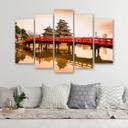 5 stykke lærred Print Japan Bridge Trees Nature