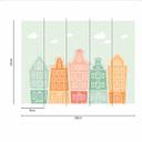Fantasy HouseRow tapet i grøn gul - non-woven tapet Designwalls 2 - 2,55 x 3,5 m