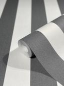 Stribet non-woven tapet Novamur Yvi hvid antracit