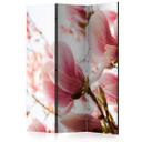 Skærmvæg - Lyserød magnolie, 3-delt