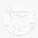 Akrylglasbillede, vinduesbillede til ophængning Ramadan Kareem - Månestjerner Lanterner - Rund