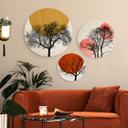 Tableau alu-Dibond Kubistika Coucher de soleil chaleureux - Rond (3 parties)