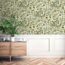 Papel pintado vegetal acuarela verde blanco - Papel no tejido con motivo de hojas - Papel pintado floral