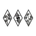 Decoración de pared Juego de hojas de Ginko - forma de diamante - vidrio acrílico (3 piezas)