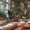 Jungle look mørkegrøn beige - Ikke-vævet tapet, kan forlænges