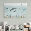 Lienzo Aventura submarina con animales marinos - Azul - Oliver Robins
