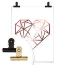 Plakat - Origami hjerte- rosaguldeffekt