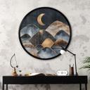 Póster Fredriksson - Montañas a la luz dorada de la luna - Redondo