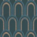 Mønstret tapet med buer art deco stil grøn blå - grafisk tapet retro look 