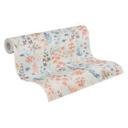 Papel pintado Floral acuarela azul naranja - Papel pintado de muestra - Papel pintado no tejido