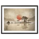 Póster Templo japonés al amanecer - Roze