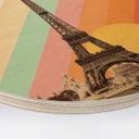 Cuadro de madera Bodart - Torre Eiffel retro con arco iris - Redondo