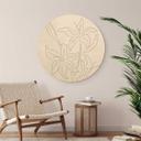 Cuadro de madera 1X Estudio - Line Art Floral - Flores Minimalistas - Redondo