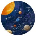 Sticker mural pour enfants Système solaire avec planètes et soleil - Cats & Dotz - Rond