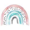 Muursticker Regenboog Roze, Turquoise