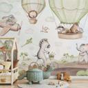 Fotomural infantil Paseo en globo de amigos animales - Kvilis