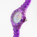 Kinder Armbanduhr - Lernuhr analog aus Silikon - Lila mit Regenbogen Zifferblatt