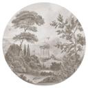 Muursticker landschap met tuin in beige - Ms Tiff - Rond