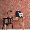 non-woven tapet med blandede blade farverigt - blomstret tapet orange pink grøn