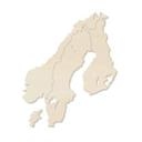 Trædekoration - Poppelfinér - Kort over Skandinavien