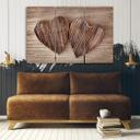 3 stykke lærred Print Heart Wood Brown Retro Shabby