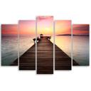 Lærredstryk 5 stykker, Jetty Beach Sea Sunset