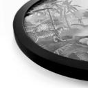 Póster Sir Edward - Paisaje con leopardos blanco y negro - Redondo