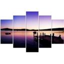 5 stykke lærredsprint, Bridge Sunset Purple