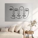 Geborsteld Alu-Dibond met goud-, zilver- & kopereffect - Line Art gezichten - Treechild