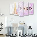 Lærred print 5 styk, Paris Eiffel Tower Glamour